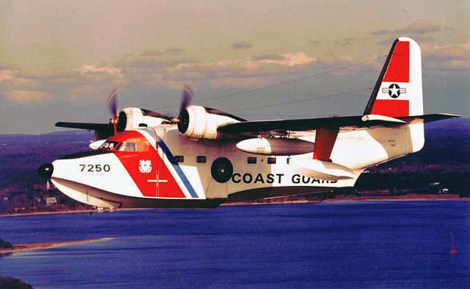 U.S. Coast Guard HU-16 aircraft in flight